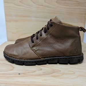 Born Moccasin Short Boot Mens 12 JAX Lightweight Leather Shoes Distressed Brown